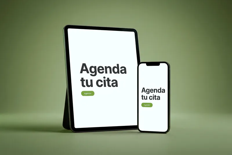 Imagen ilustrativa de un sitio de servicios profesionales en una tableta y un celular